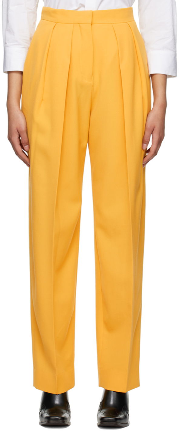 Byxor Stella McCartney Stella McCartney Pleated Trousers Gul | 6400643AU701