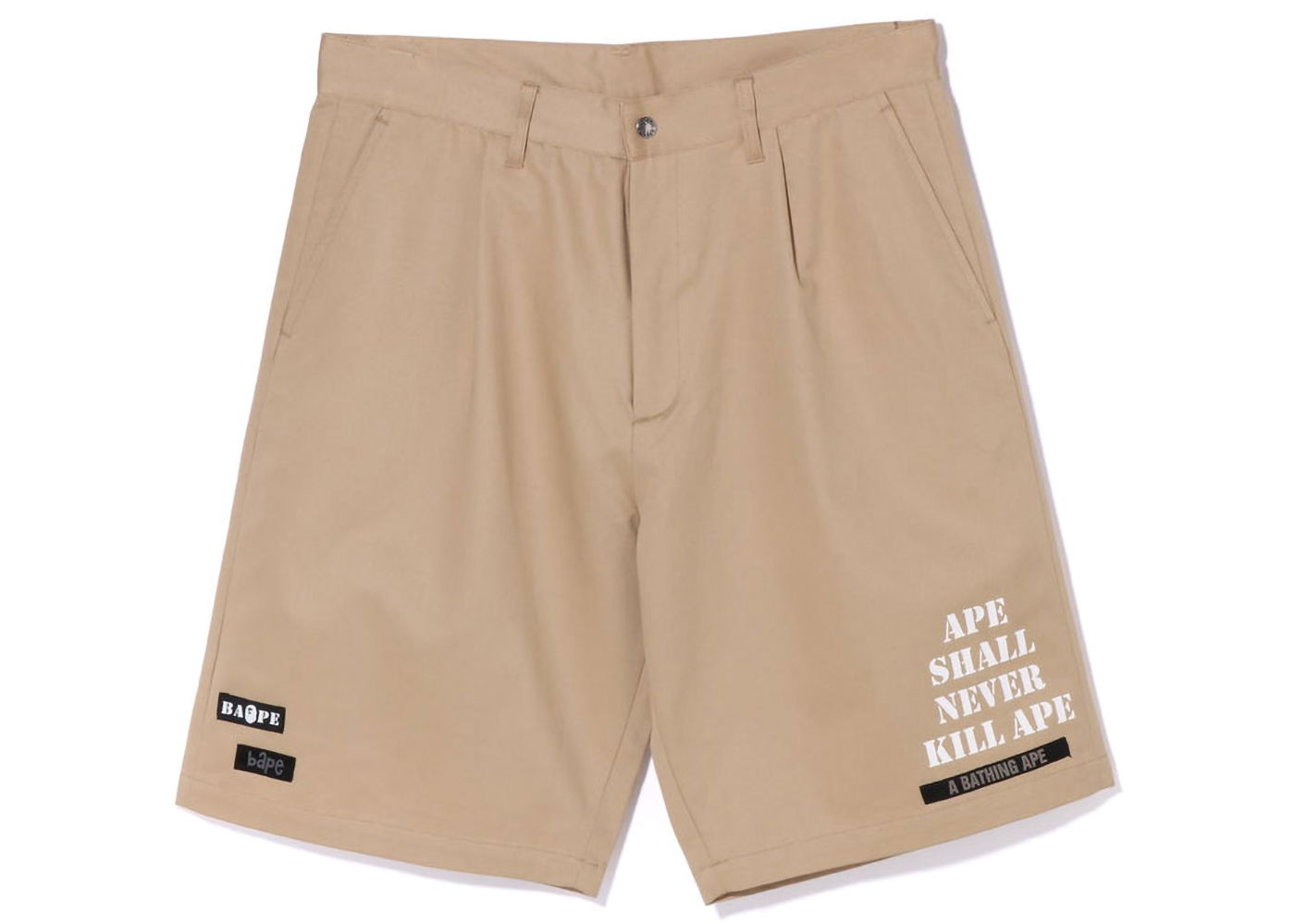 Shorts BAPE Multi Motif Leather Pocket Chino Shorts Beige | 1I80-153-006, 0