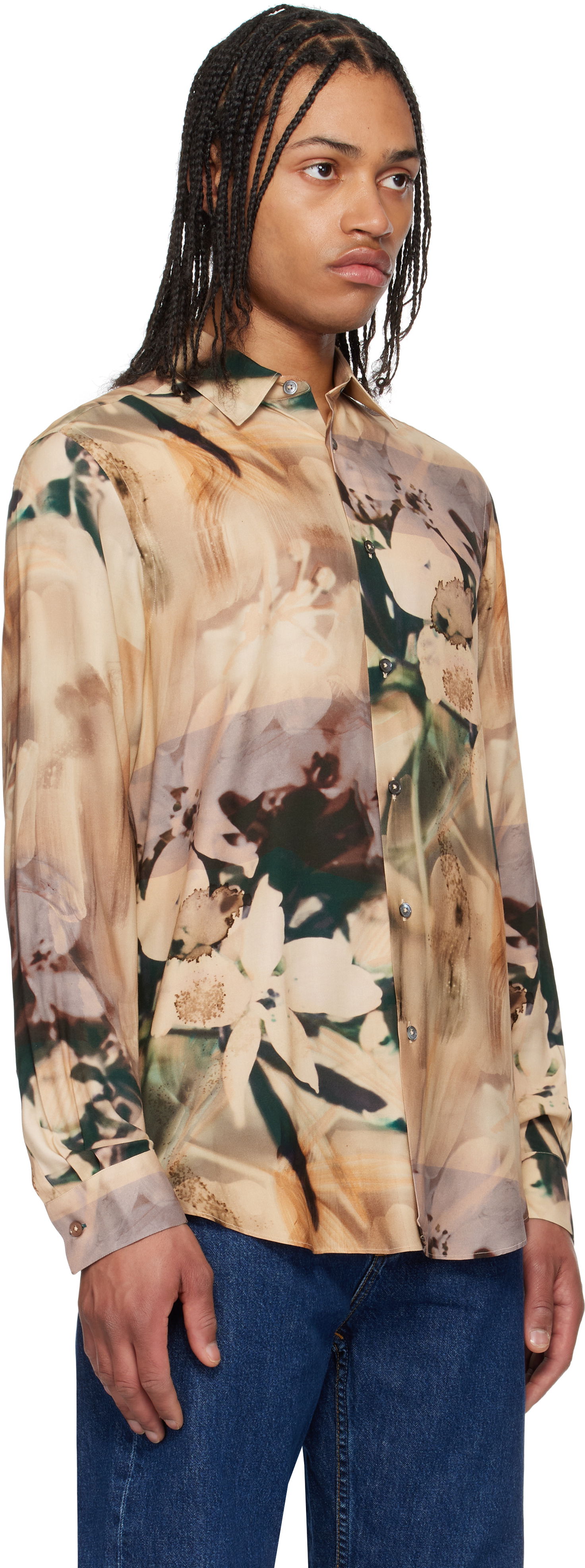 Skjorta Paul Smith Paul Smith Viscose Painted Photograph Print Shirt Beige | M1R-901U-P02653, 1