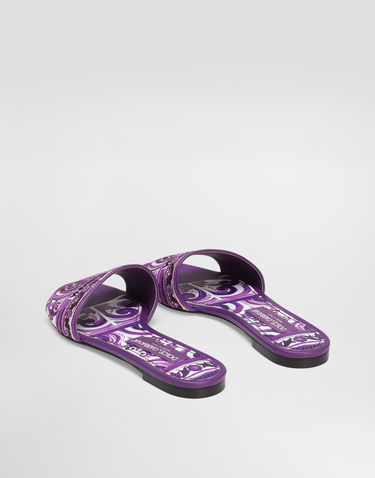 Tillbehör Dolce & Gabbana Dolce & Gabbana Embroidered Slides Purpur | CQ0571AV804I03TN, 2