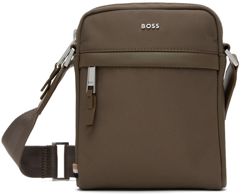 Axelväska BOSS BOSS Canvas Reporter Bag Grön | 50536491