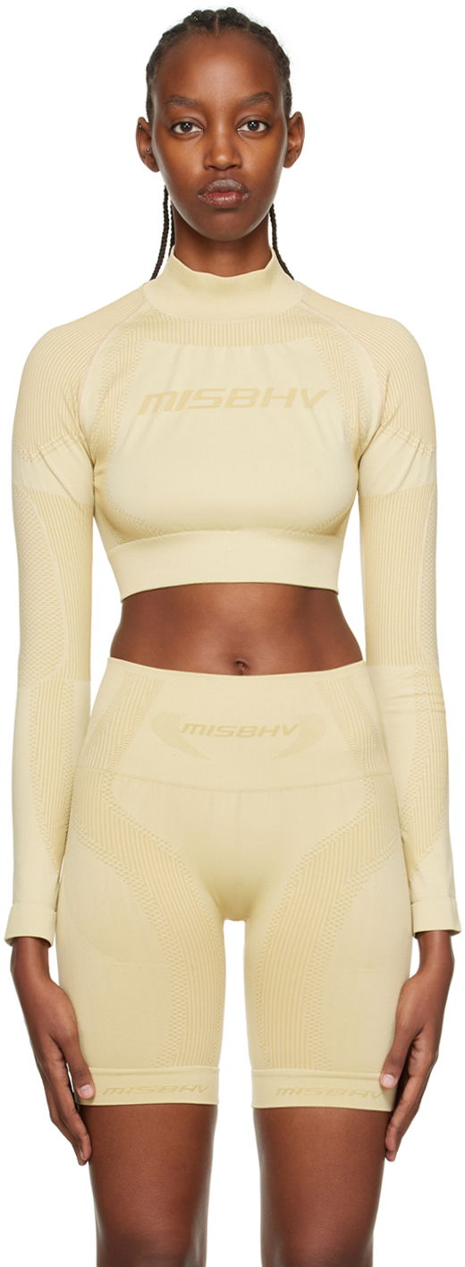 Träningsoverall MISBHV Cropped Long Sleeve Sport Top Gul | 122W530
