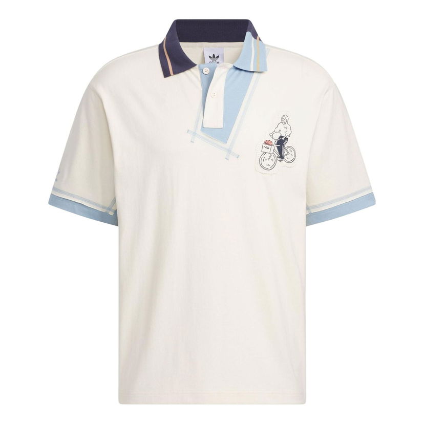 Polotröja adidas Originals Originals Cyclist Graphic Polo Shirt Vit | IS0636