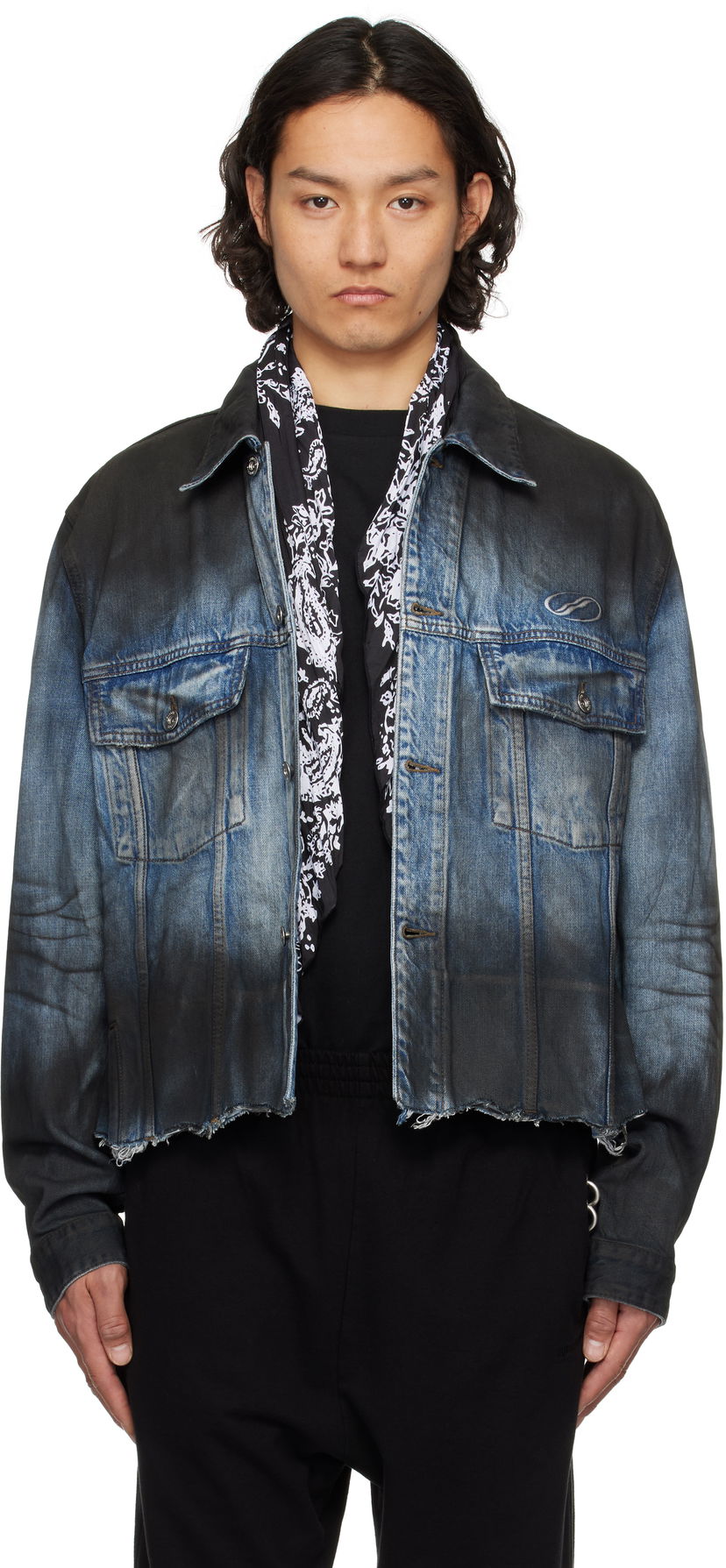 Jacka We11done We11done Sprayed Sporty Selldone Denim Jacket Blå | WD-DJ1-25-308-U-BL