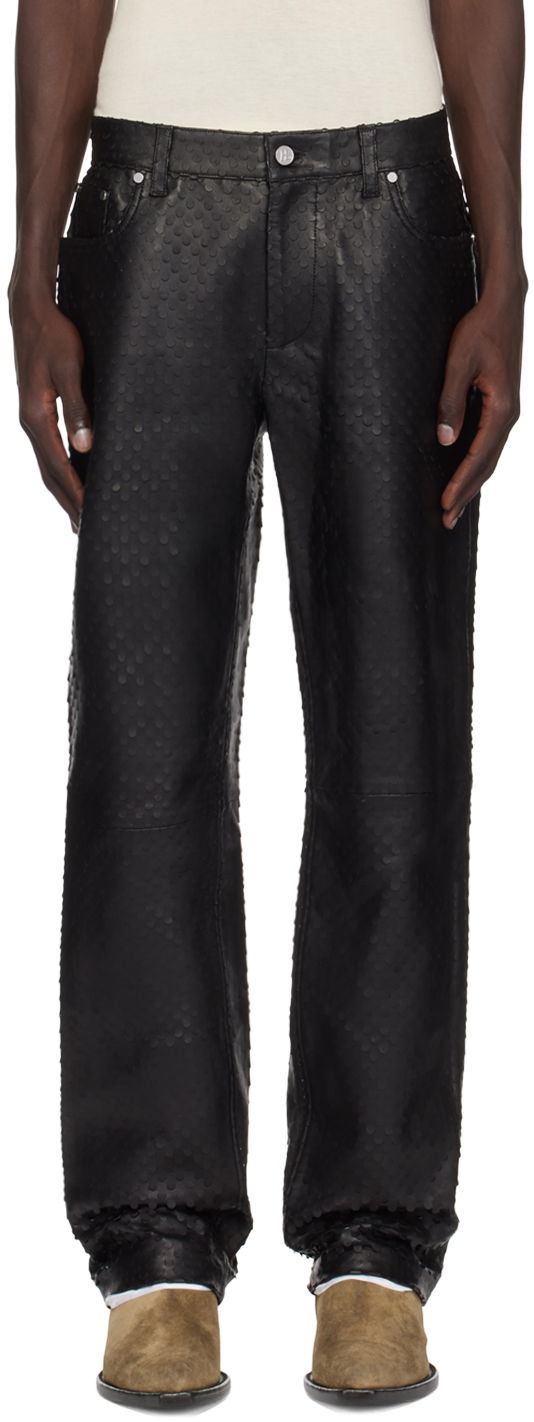 Jeans Helmut Lang Helmut Lang Hole-Punched Worker Leather Pants Svart | O06HM210