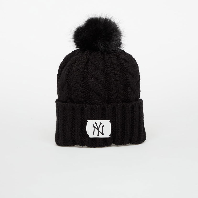 Mössa New Era Knit Medium MLB Cable Wide Beanie New York Yankees Universal Svart | 60691296