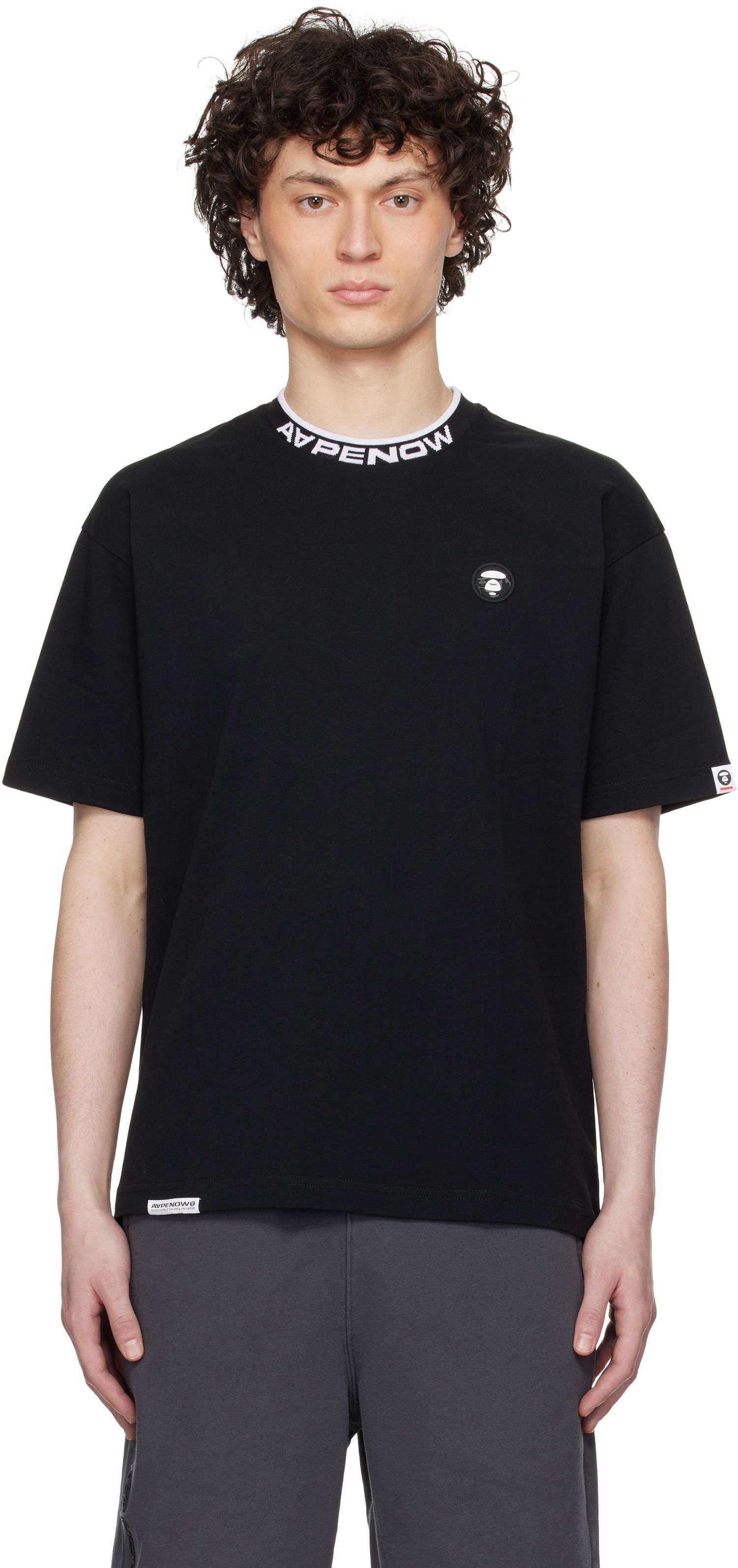 T-shirt AAPE by A Bathing Ape AAPE by A Bathing Ape 'AAPE Now' Moonface Logo T-Shirt Svart | AAPTEM1604XXNBKX, 0