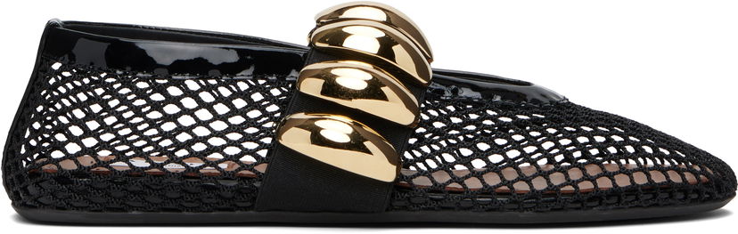 Skovård Alaïa ALAÏA Fishnet Jewel Ballerina Flats Svart | AA3A067TK062