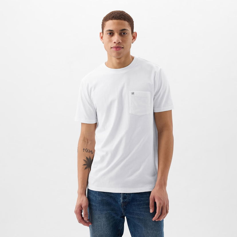 T-shirt GAP Pocket Micro Logo Tee Optic White V6 Vit | 857901-04