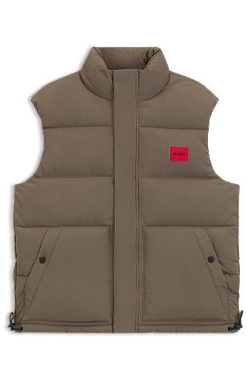 Väst BOSS Water-repellent Puffer Gilet with Logo Badge Brun | 50549787