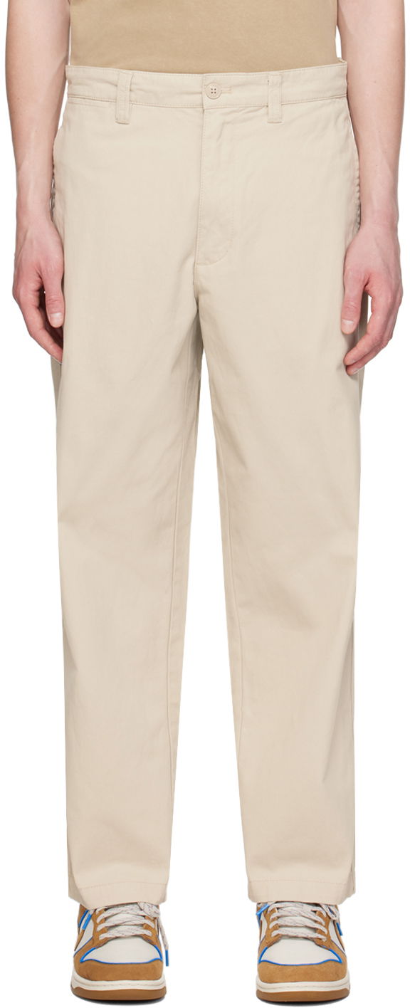 Byxor AAPE by A Bathing Ape AAPE by A Bathing Ape Embroidered Trousers Beige | AAPPTMA677XXMBGE