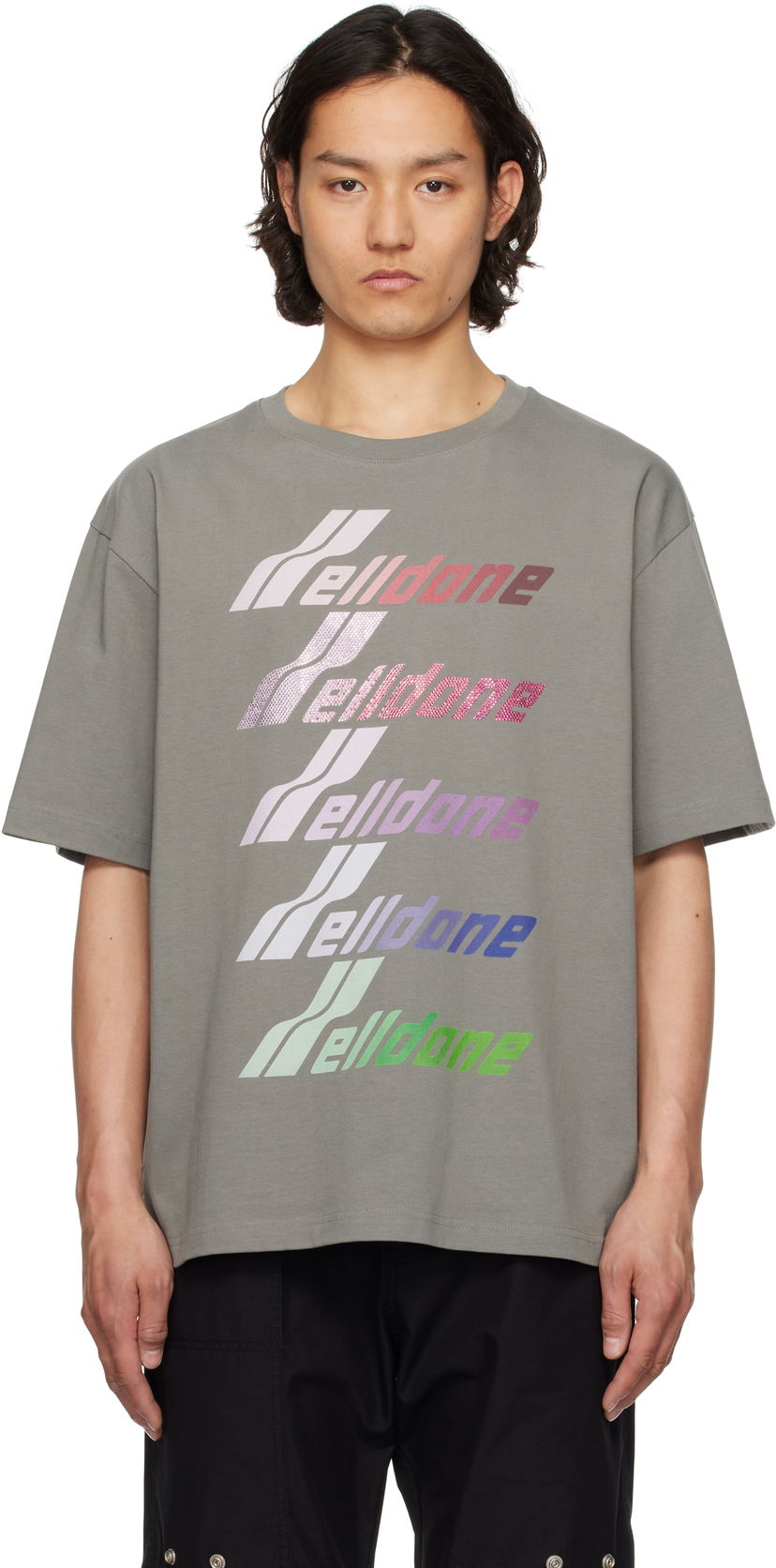 T-shirt We11done We11done Multi-Logo T-Shirt Grå | WD-TT1-25-764-U-GY