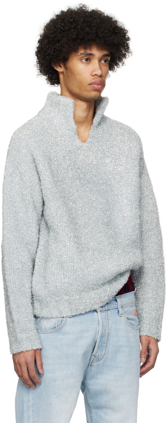 Sweater ERL ERL Metallic Funnel Neck Sweater Blå | ERL08N357, 1