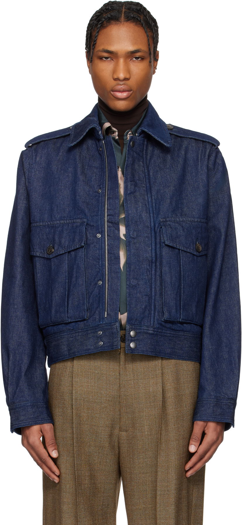 Bomberjacka Dries Van Noten Dries Van Noten Cropped Denim Jacket Blå | 251-020533-1562