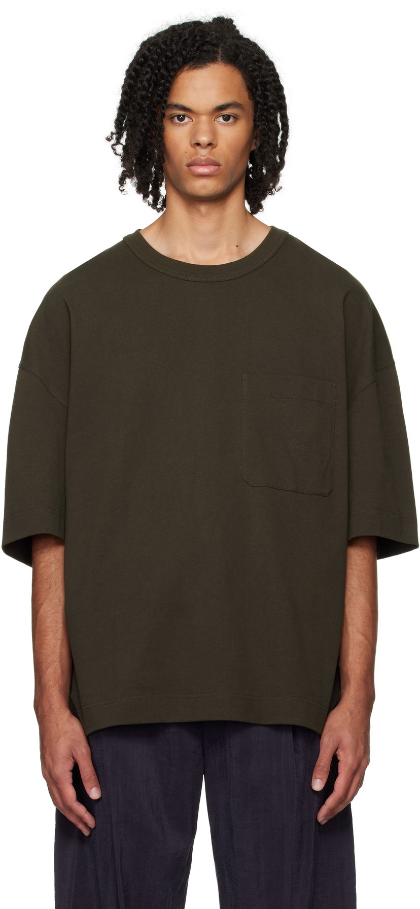 T-shirt LEMAIRE Lemaire Short Sleeve T-Shirt With Pocket Grön | TO1290 LJ1022