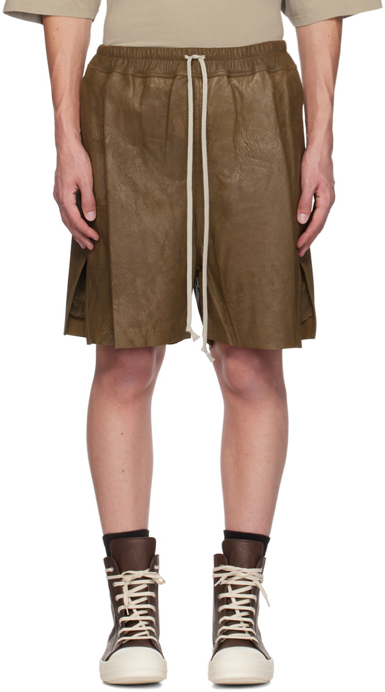 Shorts Rick Owens Rick Owens Porterville Megablister Boxer Leather Shorts Grön | RU02D6397 LBA