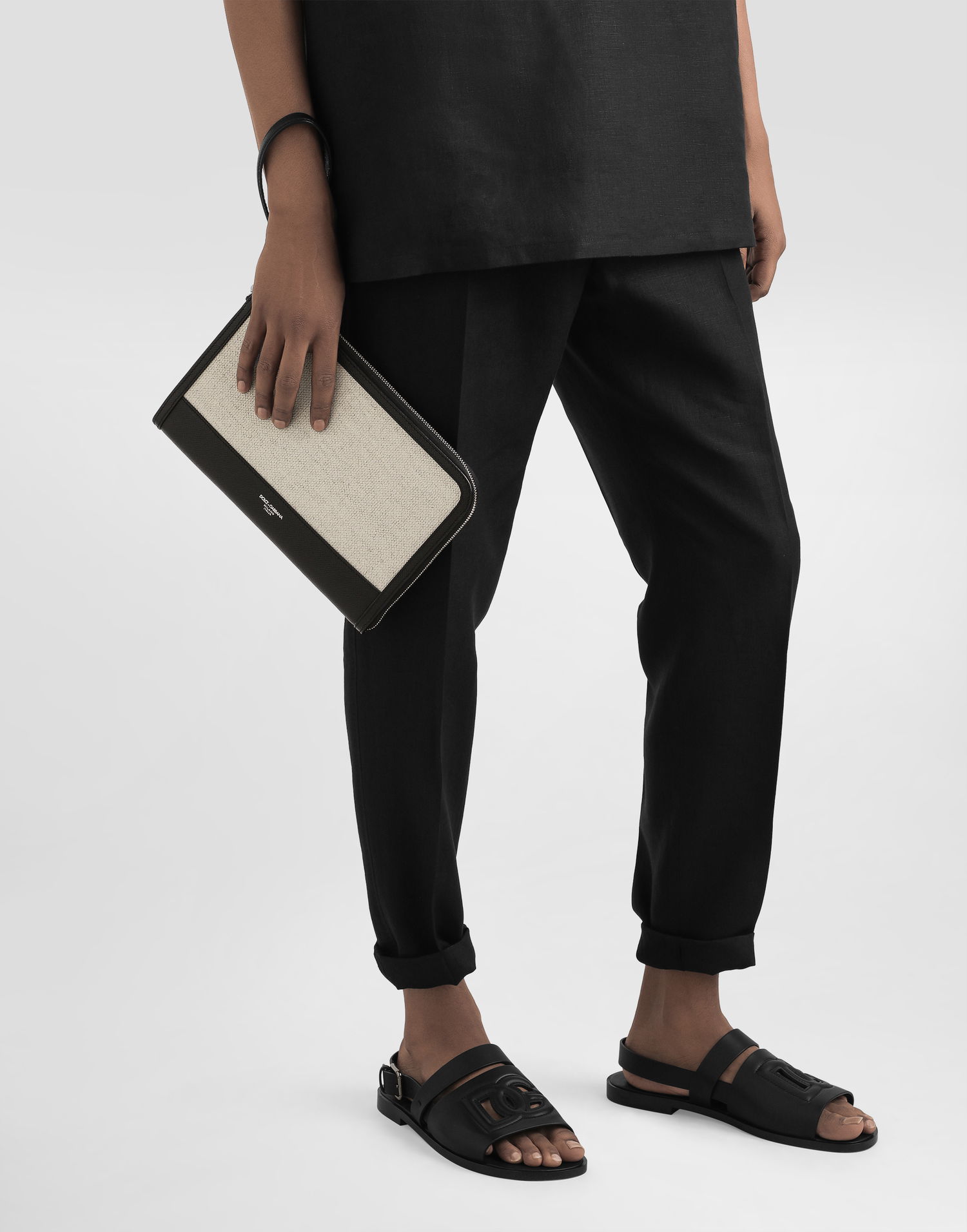 Ryggsäckar och väskor Dolce & Gabbana Dolce & Gabbana Atene Canvas and Calfskin Clutch Beige | BM2528AE8558S469, 1