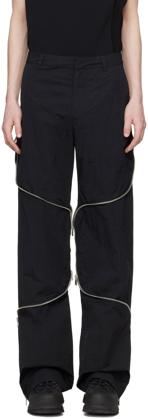 Cargo byxor HELIOT EMIL Phyllotaxis Zip Detail Trousers Svart | PRESS24_M_10_156_BLK01