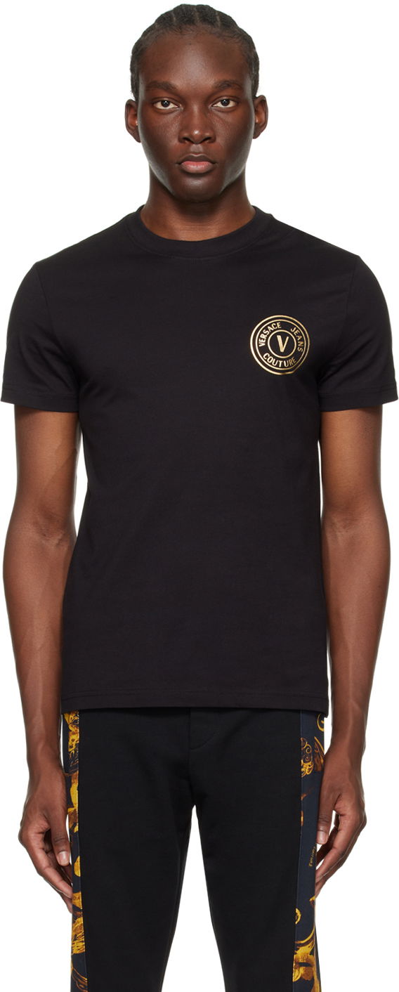 T-shirt Versace Jeans Couture V-Emblem T-Shirt Svart | E76GAHT02_ECJ00T