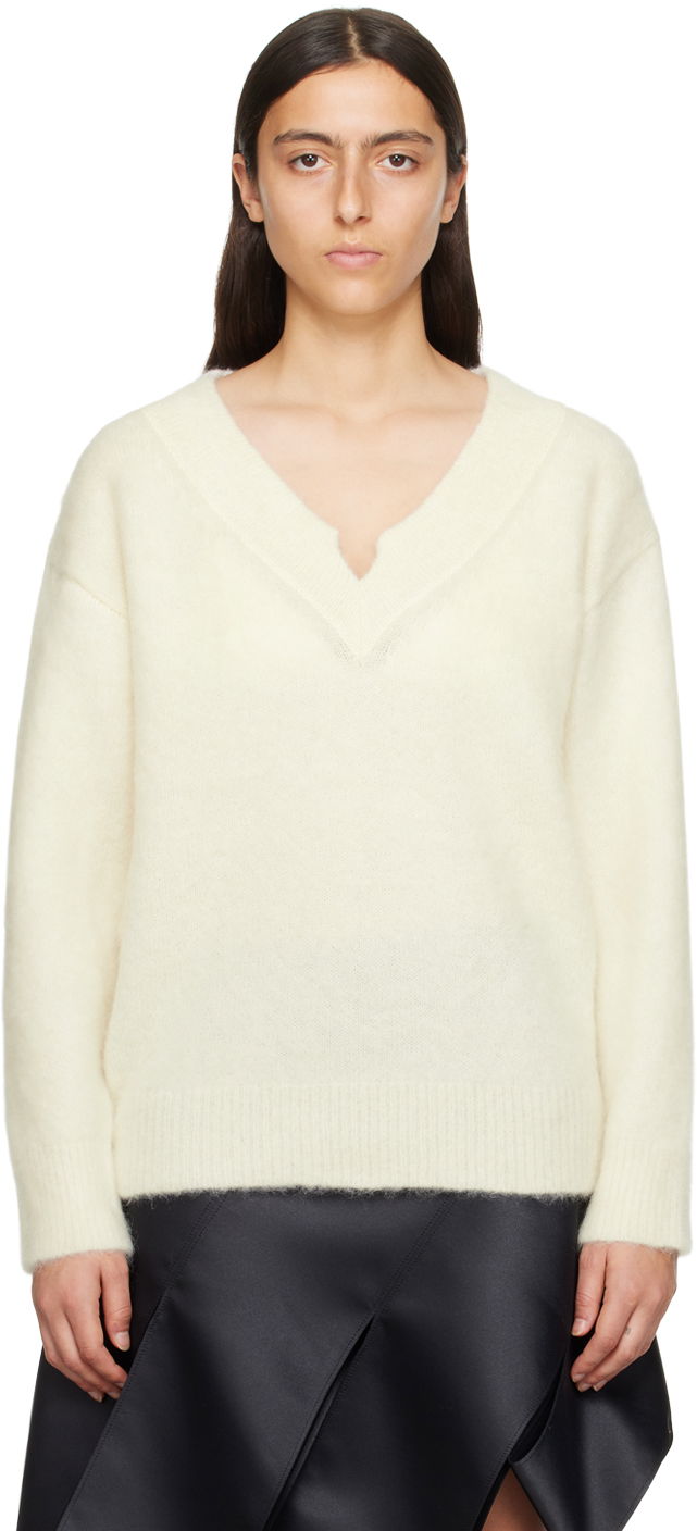 Sweater We11done We11done V-Neck Sweater Vit | WD-KT3-23-658-W-IV