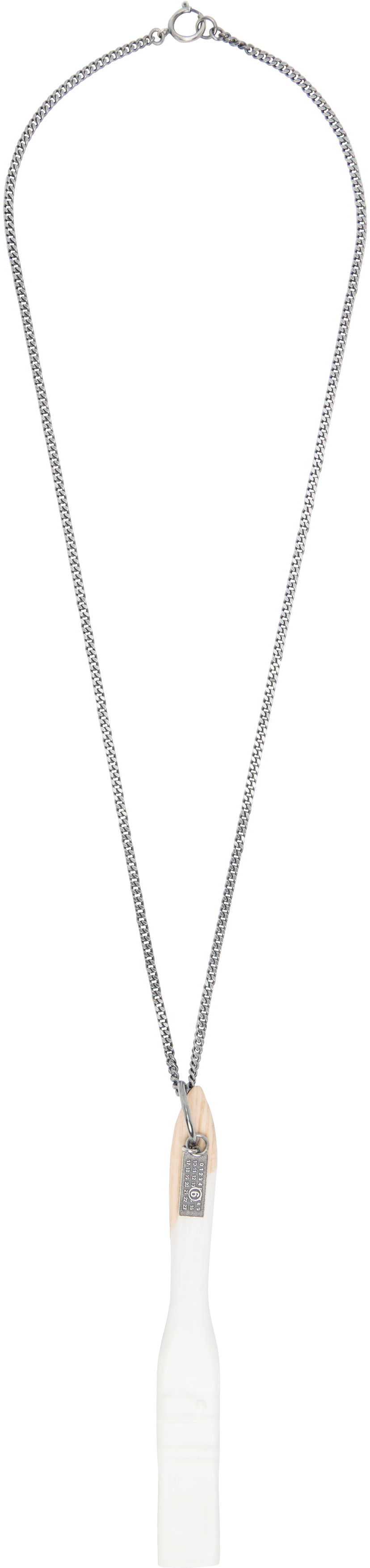 Halsband Maison Margiela MM6 Maison Margiela Paint Brush Pendant Curb Chain Necklace Vit | SM7UU0075 P7352