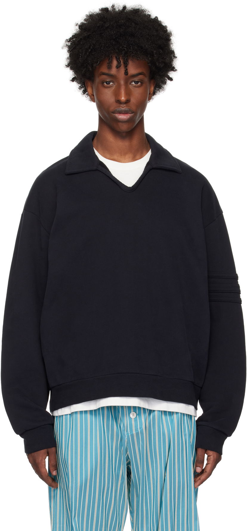 Sweater Bode Bode Crew Polo Svart | MRF24CS037