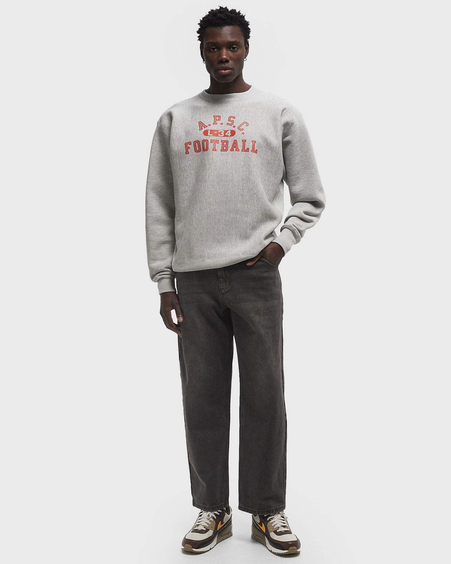 Sweater Champion Crewneck Sweatshirt A.P.S.C. Football Grå | C3Y019-XP040, 1