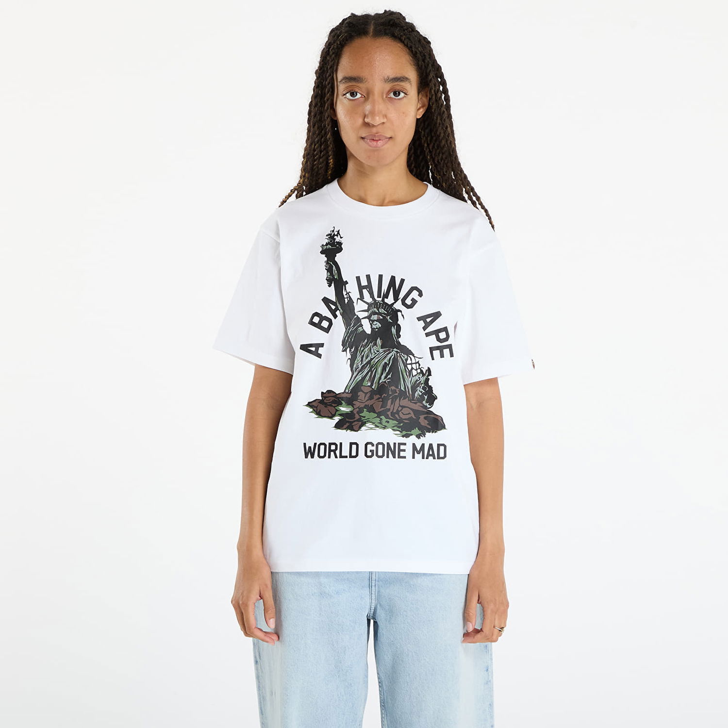 T-shirt BAPE Statue Of Liberty World Gone Mad Graphic T-Shirt Vit | 001TEL801050MWHT, 0