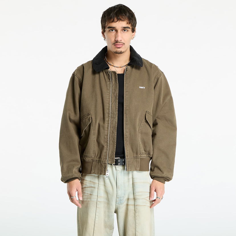 Jacka OBEY Fade Wash Cwu Jacket Wren Faded Wash Grön | 121800602-WRN