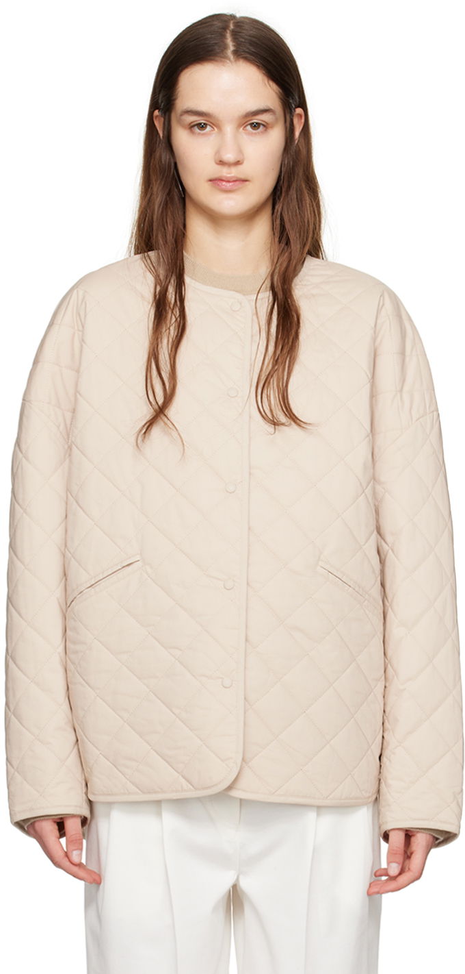 Pufferjacka TOTEME TOTEME Quilted Snap Button Jacket Beige | 241-WRO1116-FB0157