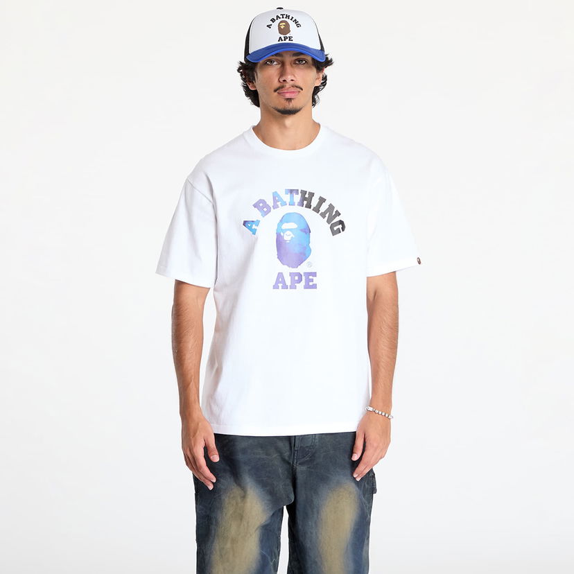 T-shirt BAPE Tie Dye College Tee White/ Black Vit | 001TEK801032M WH2