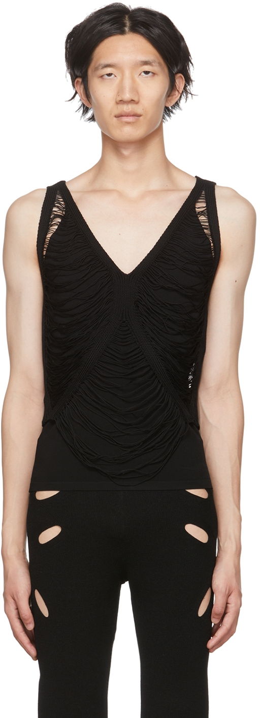 Linne Dion Lee Dion Lee Net Distressed Tank Top Svart | C7080P22