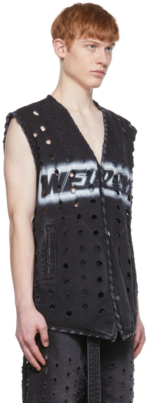 Väst We11done Distressed Denim Vest Svart | WD-DV1-22-361-M-WB, 1