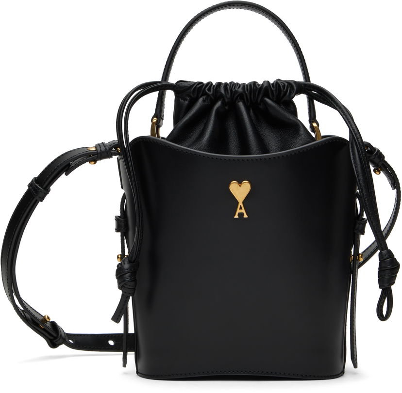 Handväska AMI AMI Paris Mini Bucket Bag Svart | ULL012.AL0104