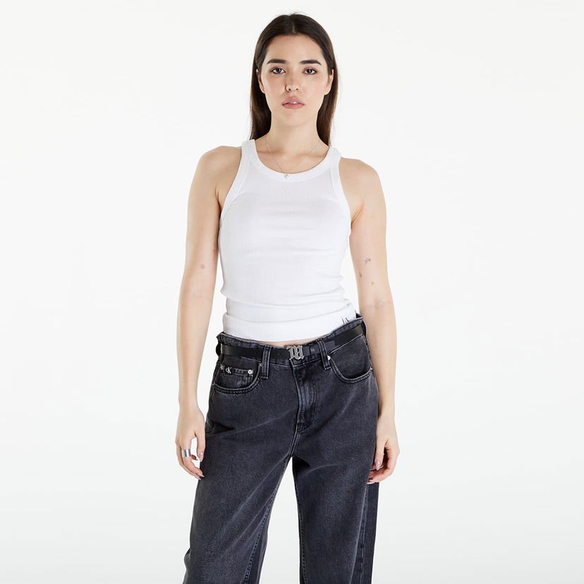 Jeans CALVIN KLEIN Dámské tílko Jeans Variegated Rib Woven Top Bright White Vit | J20J223104 YAF