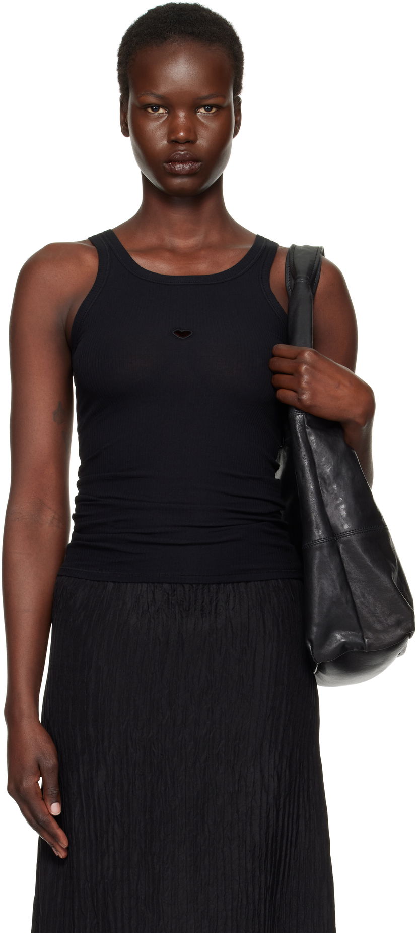 Linne Baserange Heart Tank Top Svart | TOHT-RB-000