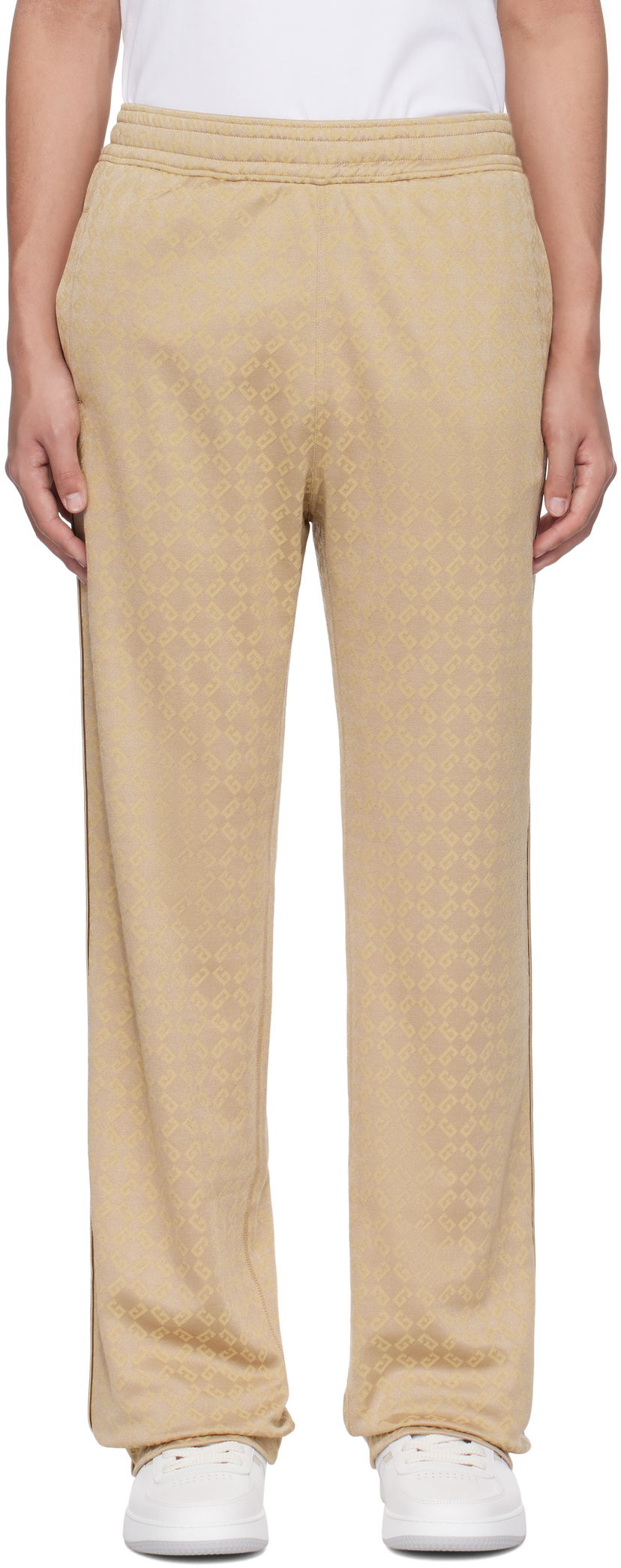 Träningsbyxor Givenchy Shiny Monogram Jacquard Sweatpants Beige | BM51HS316G277