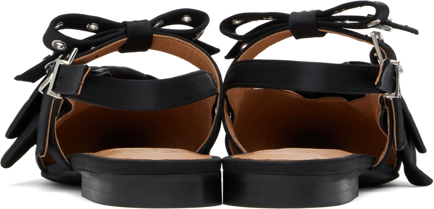 Kläder GANNI GANNI Big Bow Slingback Flats Svart | S2859, 1