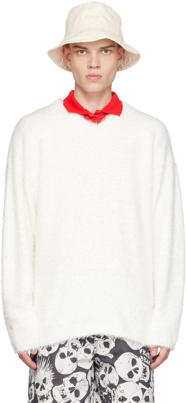 Sweater ERL Hairy Knitted Sweater Vit | ERL05N010