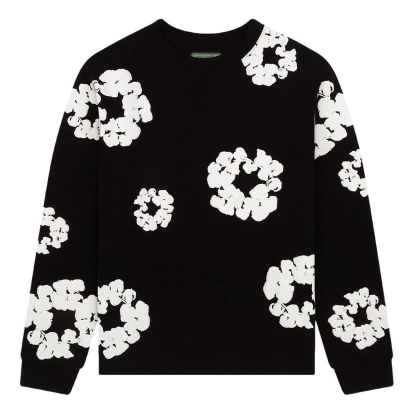 Sweatshirt Denim Tears Denim Tears Wreath Print Long Sleeve T-Shirt Svart | DT-058