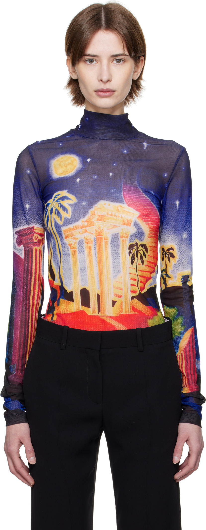 Sweater Casablanca Casablanca Midnight Acropolis Mesh Turtleneck Top Flerfärgad | WPS25-JTP-028-01