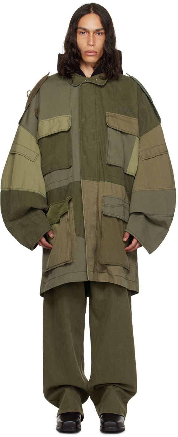 Parkas We11done Paneled Jacket Grön | WD-JP3-23-149-U-KK