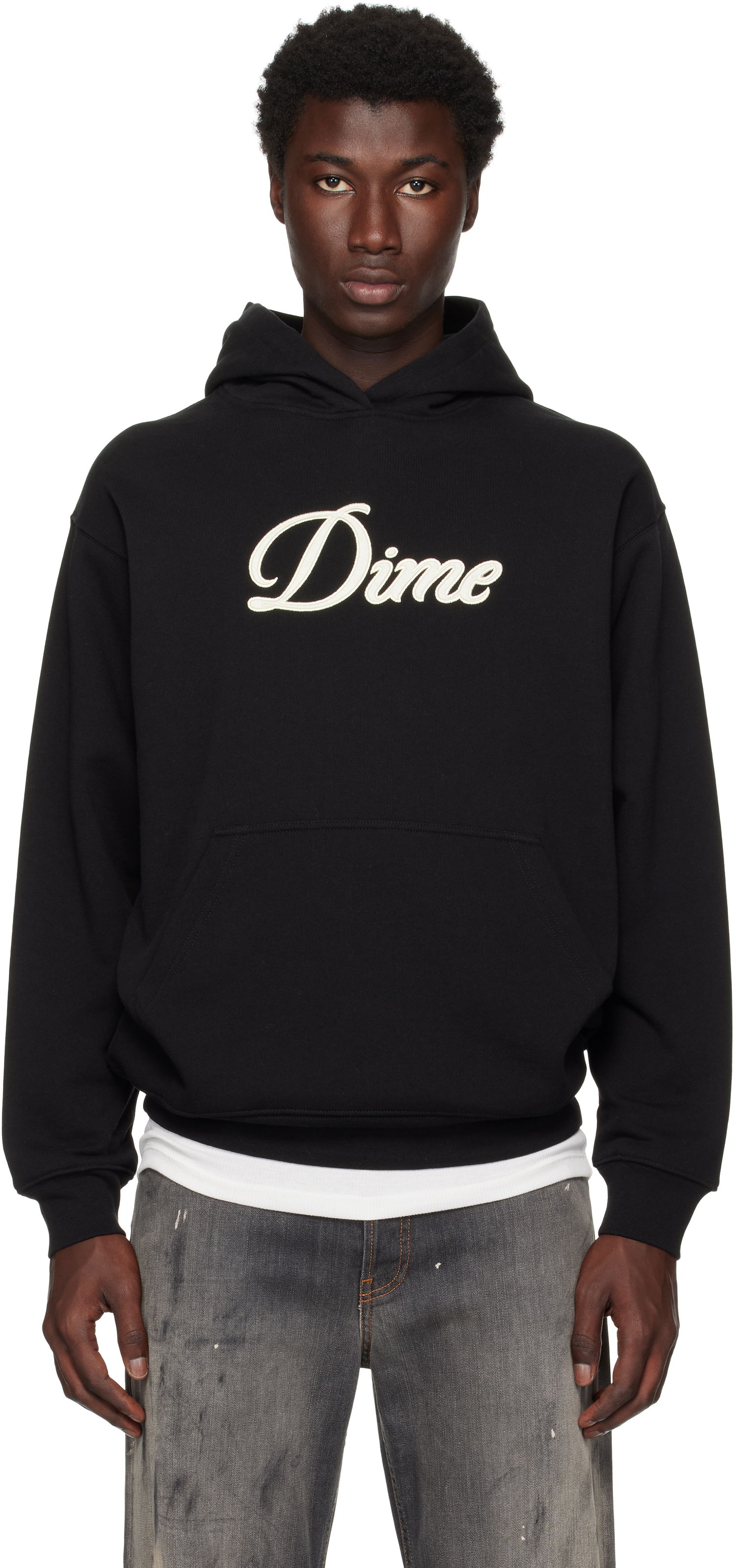 Sweatshirt Dime Cursive Hoodie Svart | DIMESU2543BLK, 0