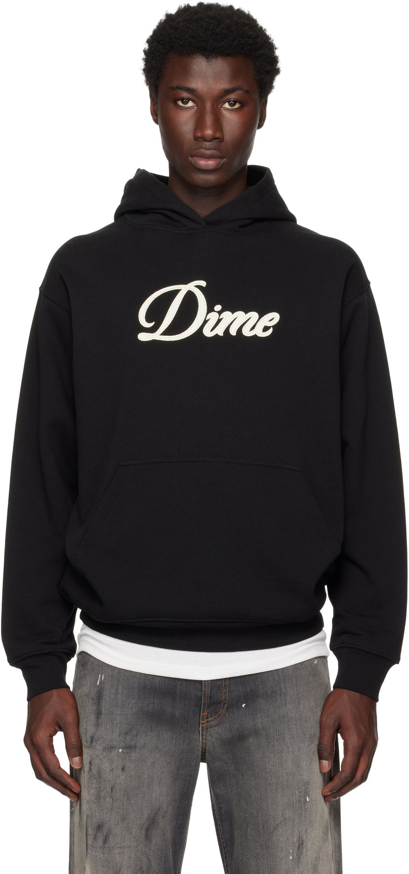 Sweatshirt Dime Cursive Hoodie Svart | DIMESU2543BLK