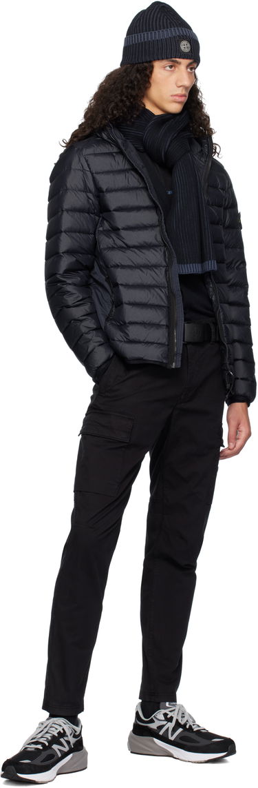 Halsduk Stone Island Stone Island Knitted Scarf with Logo Patch Mörkblå | 8115N06C5, 2