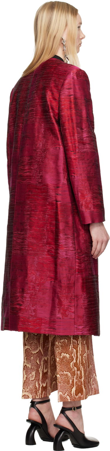 Rockar Dries Van Noten Dries Van Noten Jacquard Panel Coat Röd | 251-010222-1544, 2