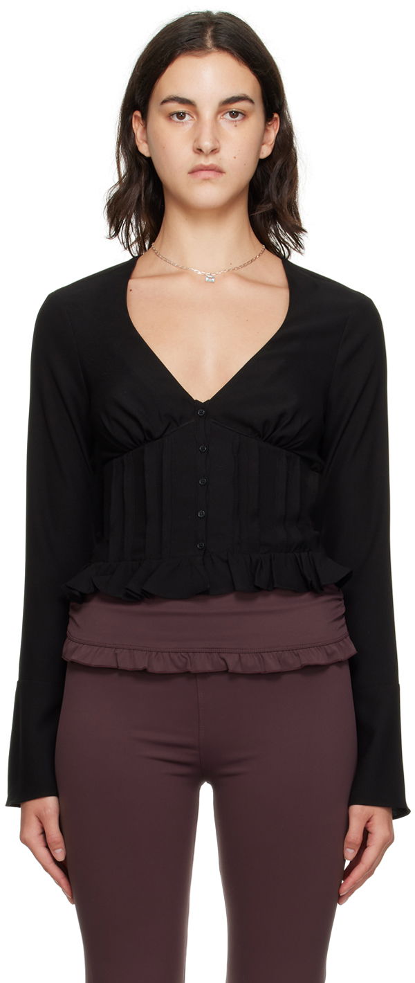 Skjorta GUIZIO Guizio Cheri Ruffle Blouse Svart | F23108W016