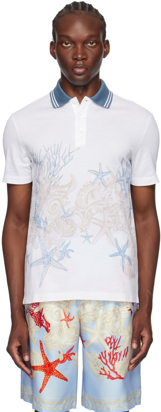 Kläder Versace White Barocco Sea Polo Vit | 1013906_1A11303