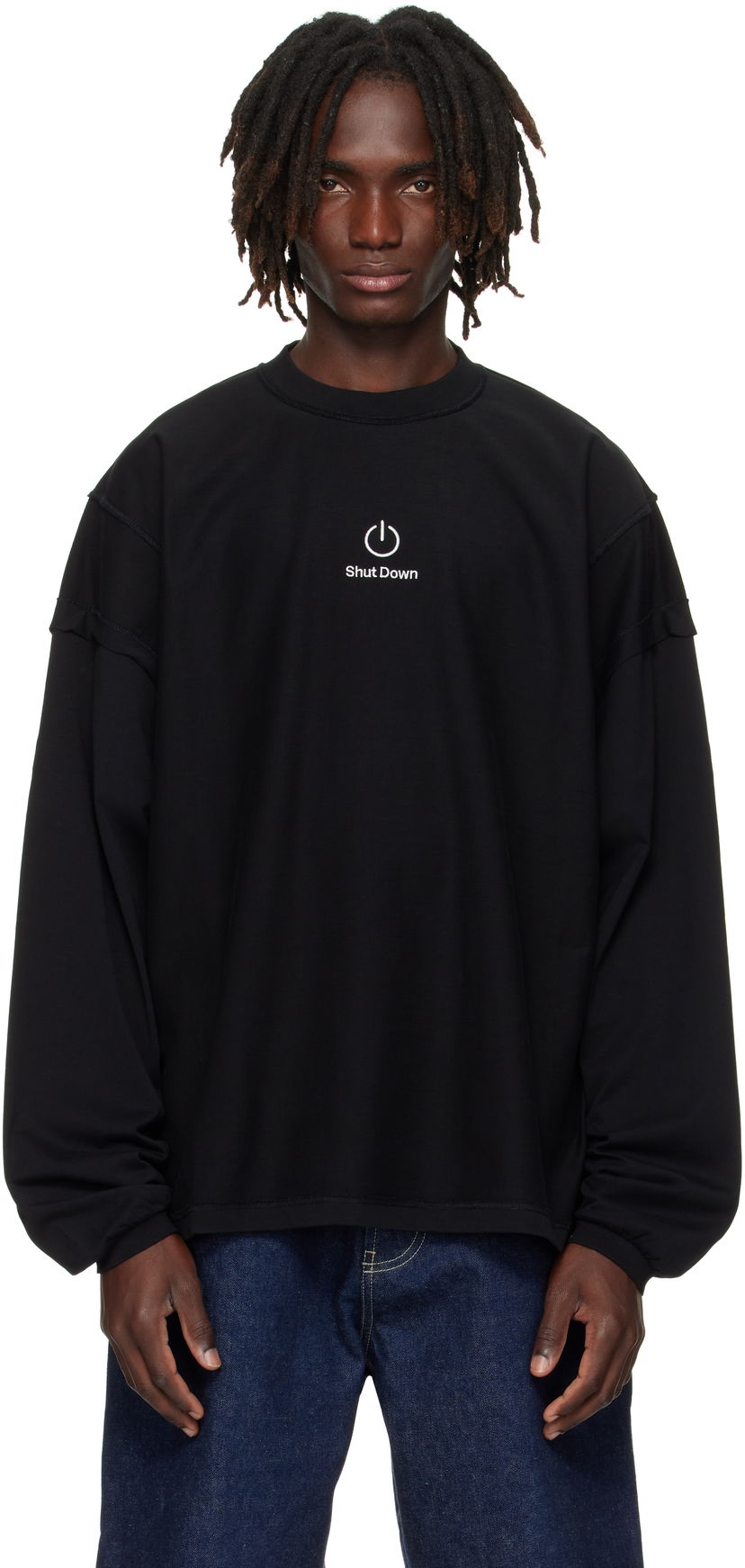 Sweatshirt VETEMENTS VETEMENTS 'Shut Down' Embroidered Longsleeve Sweatshirt Svart | UH76LS790B