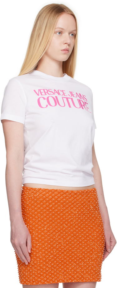 T-shirt Versace Versace Jeans Couture Screen-Printed T-Shirt Svart | E78HAHE05_ECJ00E, 4